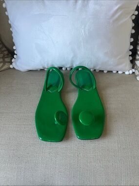 Green Jelly Toe-Post Sandals